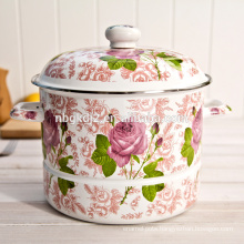 wholesale enamel non-stick cookware & rich peony decal enamel steamer